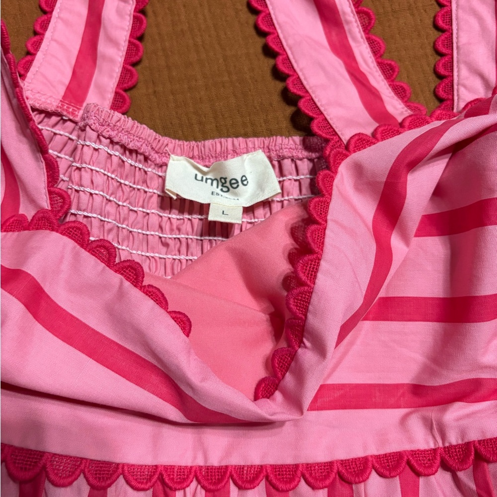 Umgee Pink and Red Scalloped Dress